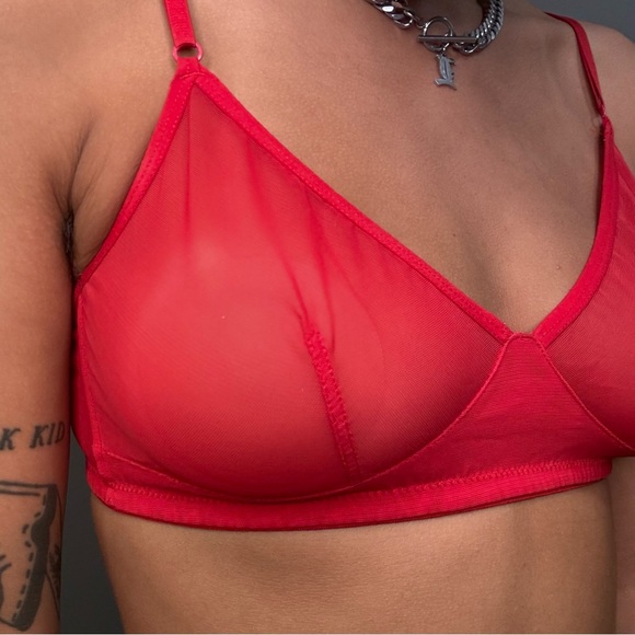 Red Mesh Bralette - Picture 3 of 5